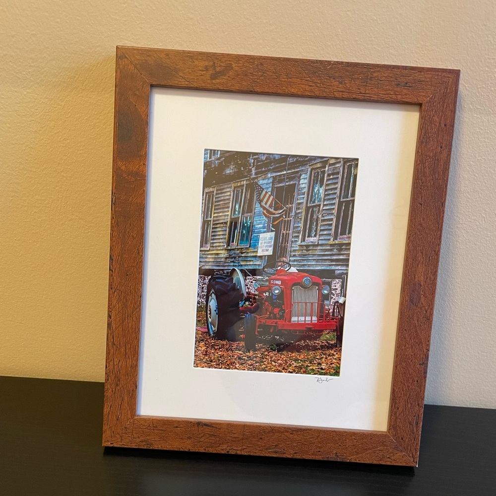 Rustic Ford Farm Tractor Framed Photo